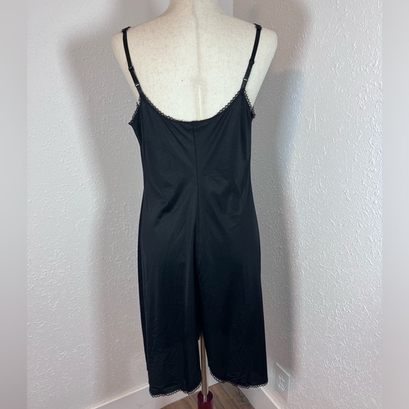 VNTG Vanity Fair Black Satin Slip Dress / Nightgown - Picture 4 of 8